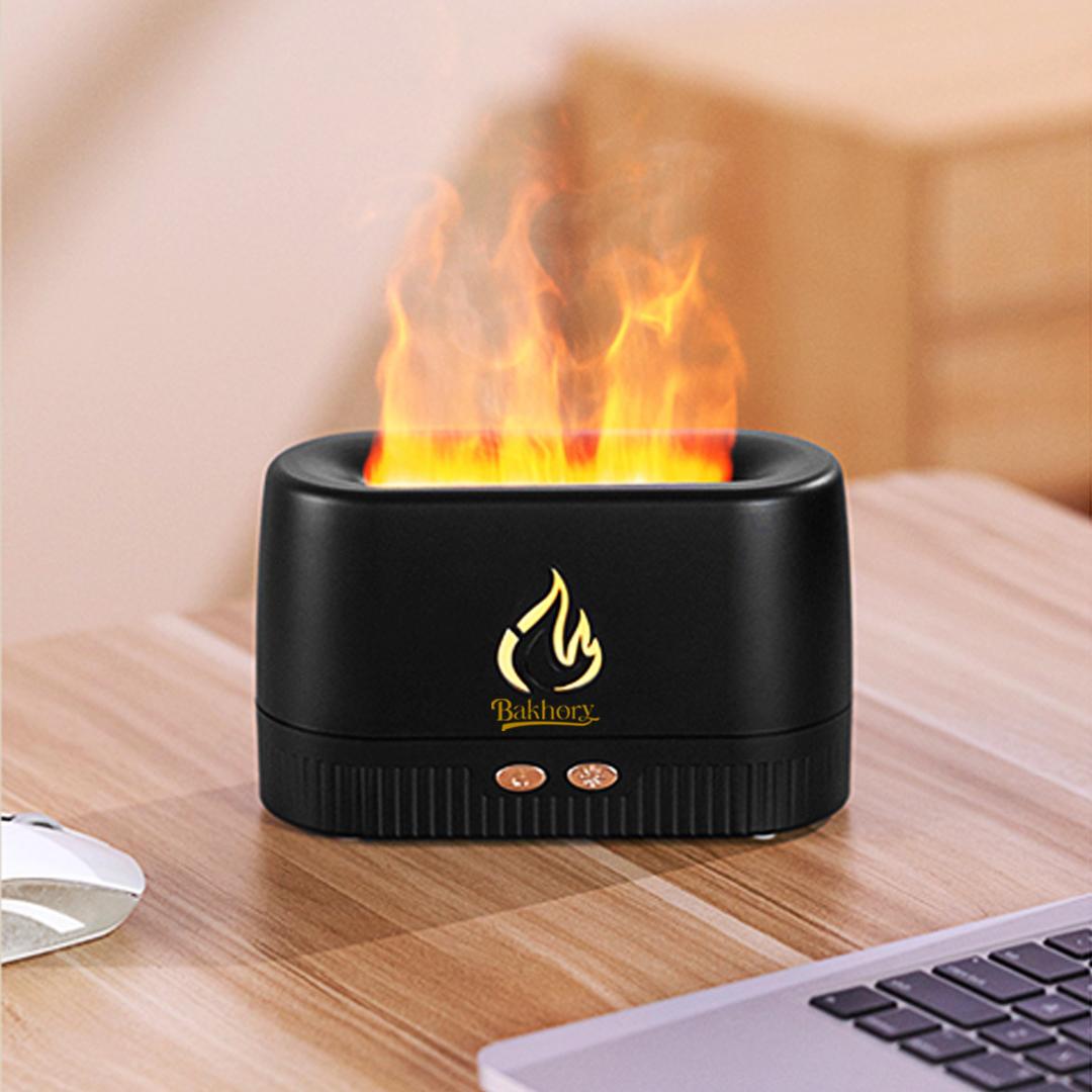 Bakhory Flame Air Diffuser, Air Humidifier, Portable with 7 LED Color Night Lights for Home, Office, Bedroom or Yoga (White, Black)