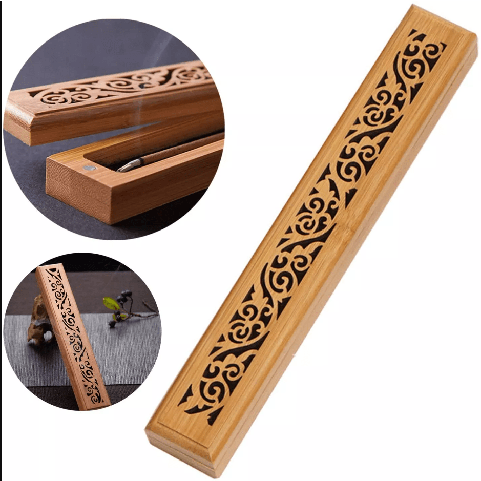 Bakhory Wooden Incense Stick Burner Holder Box in 5 Elegant Patterns for Home, Office