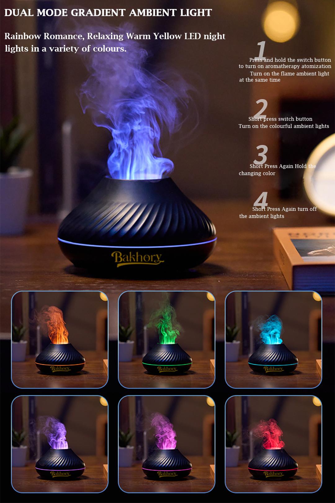 Bakhory Essential Oil Diffuser, Air Humidifier, Aromatherapy Diffuser with 7 LED Night Lights for Home, Office (White, Black)