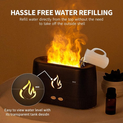 Bakhory Flame Air Diffuser, Air Humidifier, Portable with 7 LED Color Night Lights for Home, Office, Bedroom or Yoga (White, Black)