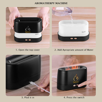 Bakhory Flame Air Diffuser, Air Humidifier, Portable with 7 LED Color Night Lights for Home, Office, Bedroom or Yoga (White, Black)