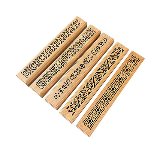 Bakhory Wooden Incense Stick Burner Holder Box in 5 Elegant Patterns for Home, Office